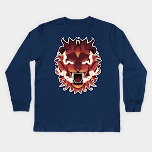 Fire Demon lion Kids Long Sleeve T-Shirt